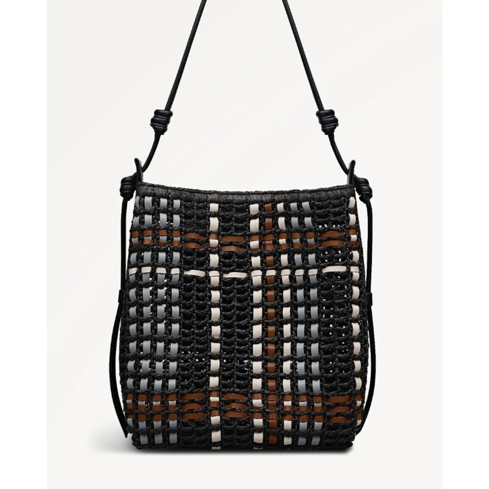 Radley London 113513 Camden Open Weave Natural Raffia & Leather Check Bucket Bag